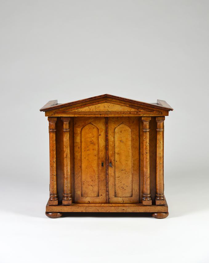 A fine burr elm collectors cabinet of architectural form | MasterArt